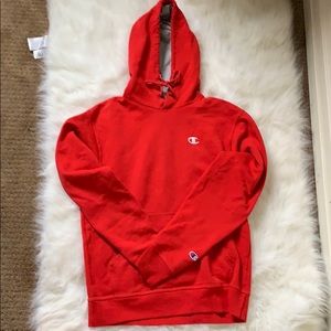 Red champion hoodie pre owned worn a couple times
